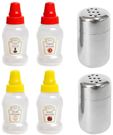 DAZZLUXE 4 mini spargisale, 2 spargipepe con foro a S, piccolo spargisale con coperchio, mini saliera e pepe, spargisale da viaggio, mini saliera da viaggio