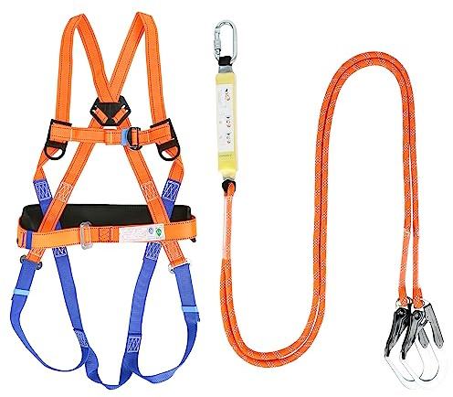 Set di protezione anticaduta, cintura di raccolta del corpo intero con passanti sul petto e imbottitura confortevole, set di protezione anticaduta, cintura di sicurezza per lavoro in altezza (A)