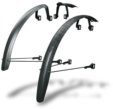 SKS GERMANY SPEEDROCKER XL SET Schutzblech-Set für Gravel-Bikes (mit Streben und Doppelspoiler-Funktion, für extra breite Reifen bis 52 mm, Hochleistungskunststoff), schwarz