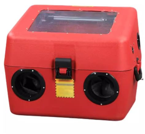 Pistola de arena de acero resistente, gabinete de chorro de arena con 4 boquillas de cerámica, tira de luz integrada y filtro para eliminación de óxido, manchas y pintura