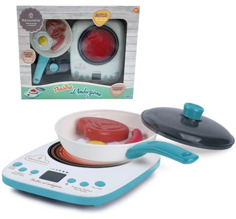 ODS Maisonelle Set Plaque à Induction avec lumières, Sons et Accessoires, 1 poêle avec Couvercle, 3 Aliments. Jouet pour Enfants, âge recommandé +3, 44047