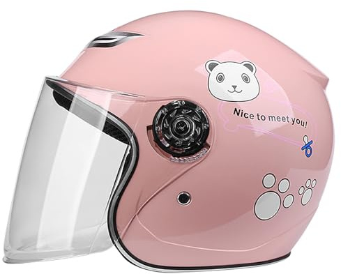 Casque De Moto Ouvert pour Enfants, Filles Garçons 4-12 Ans Casque De Sécurité, Casque Jet avec Visière Solaire, Casque De Scooter avec Visière Homologué ECE E,(50-56CM)