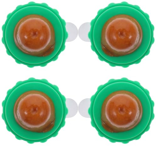 GARVALON 4PCS Catnip Lollipop Snacks with Vitamin Pudding Interactive Cat Chew Treats for Kitten Play and Appetite Hygienic Transparent Cover Random Flavor Catnip Fun for Healthy Tongue