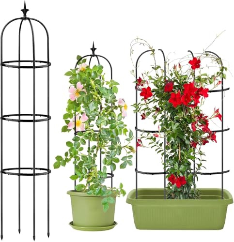 Jijizhazha Tower Obelisk Garden Trellis,Rustproof Metal Garden Obelisk for Climbing Plants Indoor Outdoor,Trellis Plant Support for Potted Plants,Climbing Vine,Vegetable, Fruits, Flowers.