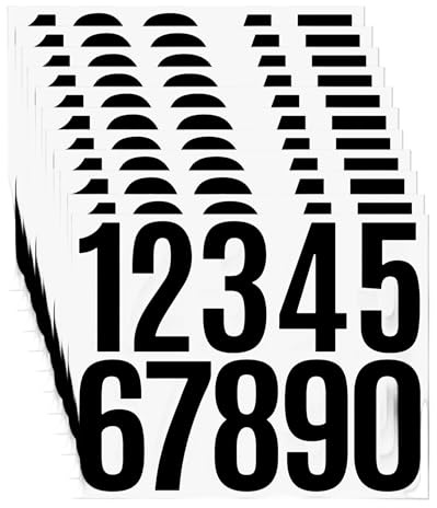 3 Inch Stick on Numbers, 12 Sheets Black Self Adhesive Number Stickers, 0-9 Vinyl Waterproof Door Number Stickers for Mailbox, House Address, Bins, Signs and Outdoor Use