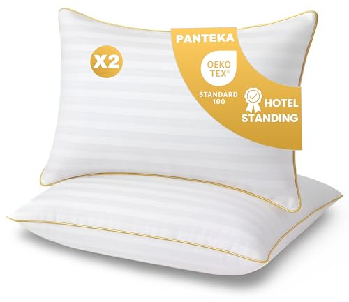 Cuscini Letto 50x70 cm Set di 2 - Guanciale di Hotel di Lusso - Cuscino Morbido per dormire - Standard di lusso da hotel - Antiacaro e Anallergico - Certificati Oeko-Tex - Lavabili in lavatrice