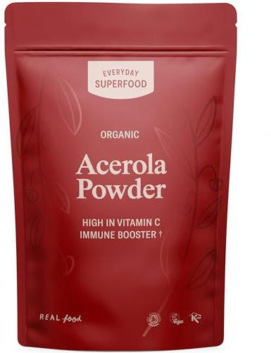 Organic Acerola Cherry Powder 50g Freeze Dried Everyday Superfood Pure Acerola Powder Rich in Vitamin C Certified Organic Vegan & Kosher