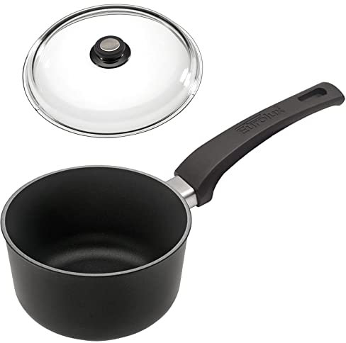 Eurolux Guss-Stiel-Topf Ø 18 cm Set mit Deckel - großer Universal-Milchtopf Aluguss mit Antihaft-Beschichtung - ohne Induktion - Made in Germany