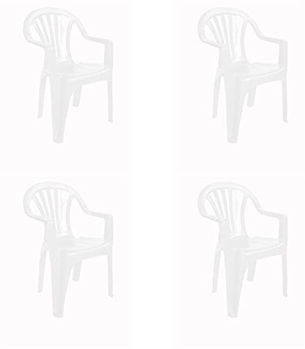Resol New Pals Set 4 chaises en Plastique avec accoudoirs, léger et empilable. Fauteuil pour l'événement extérieur ou intérieur | Jardin et terrasse | Facile d'entretien et Filtre UV - Blanc