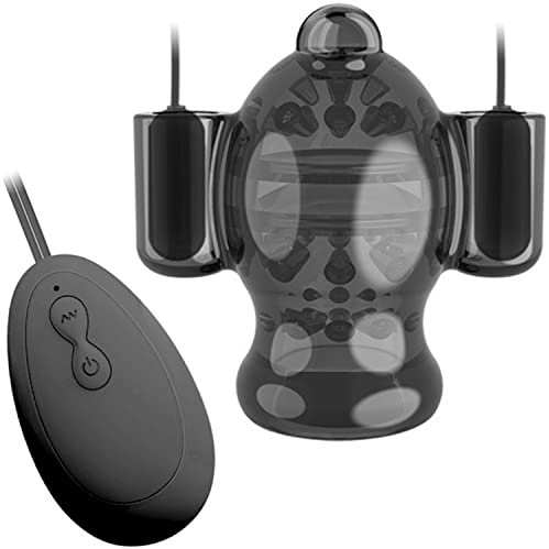 FOPS Eichel stimulator mann Stimulationsring Cockring Penis Vibrator männerStimulator mit 20 Modi Doppelt Vibro Ei Bullet Vibratoren mit Fernbedienung Masturbieren elektrisch N05-14 MC41 (Schwarz)