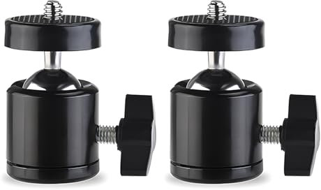 Cabezal de Bola para Trípode, 2 Piezas Mini Rótula Giratoria, Mini Trípode Cabeza Giratoria con Orificio Roscado de 1/4 , Adecuado para Cámaras SLR, Videocámaras, Soportes de Luz, Monopie, Trípodes
