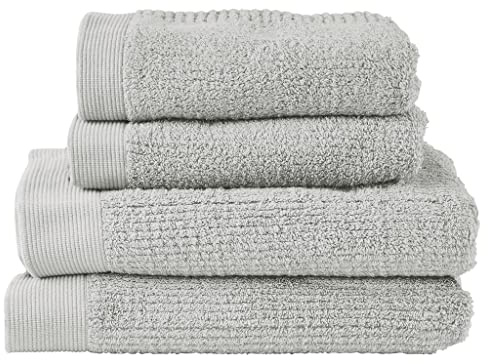 Zone Denmark Classic Handtuch Set Baumwolle, 2 x Handtuch 50x100 cm und 2 x Badetuch 70x140 cm, 100% Oeko-Tex Zertifizierte Baumwolle, 4er-Set, Soft Grey (Grau)