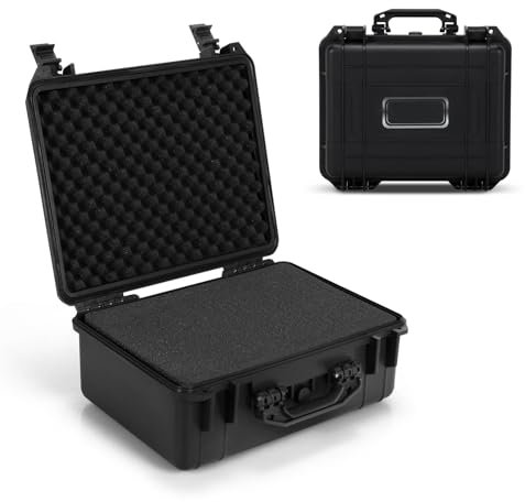 GOPLUS Outdoor-Fotokoffer, Universal Transport-Koffer mit Rasterschaumstoff, Kamerakoffer wasserdicht, Universalkoffer Transportkoffer für Kameras, Objektive, Waffen & Drohnen (34 x 31 x 16 cm)