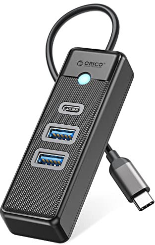 USB C Hub, ORICO Adaptador Hub de 3 Puertos con 2 USB A y 1 USB C para portátiles, teléfonos móviles, tabletas y Cable de 0.15m Compatible con Mac OS 10.x y Superior, Linux, Android