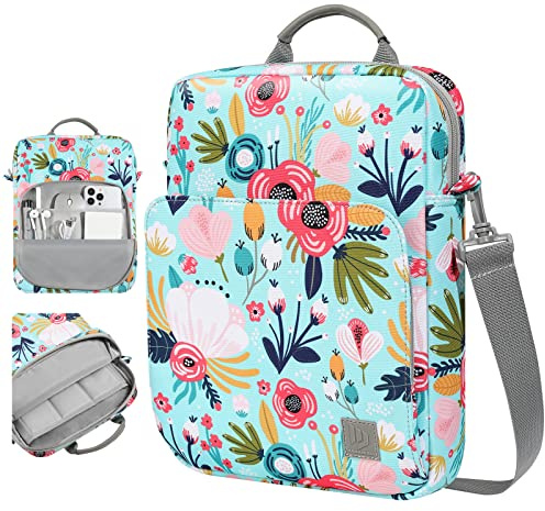 Dadanism 9-11 Pouces Housse Sac Tablette avec Bandoulière pour iPad (A16) 11, iPad Air 11 M4/M3, iPad Pro 11 M5/M4, iPad 10é Gén/Air 5/4, iPad 9/8/7é Gén 10,2, Galaxy Tab A11+/A9+ 11,Herbe+Fleur