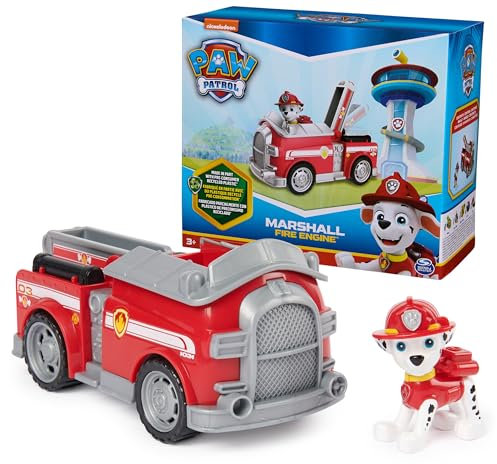 Paw Patrol, Marshalls brandbil, leksakslastbil med samlaractionfigur, hållbart tänkande barnleksak för pojkar och flickor från 3 år