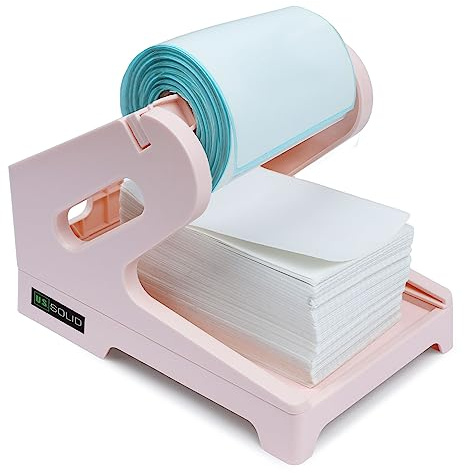 U.S. Solid Porta etichette rosa per rotoli e etichette di spedizione piegate a ventaglio, supporto per rotolo di etichette 2 in 1 funziona con stampante per etichette desktop