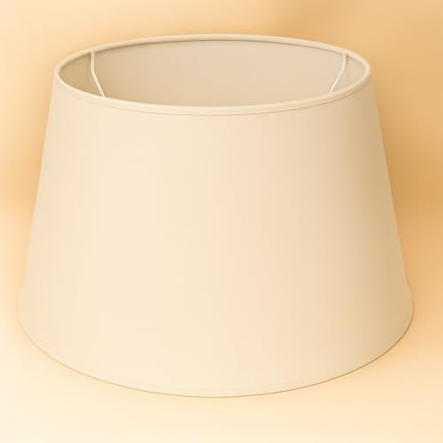 40 cm Paralume Cono, Tessuto di Cotone con PVC Bianco, Prodotto Artigianale, per Lampada da Tavolo, Piantana (Avorio)