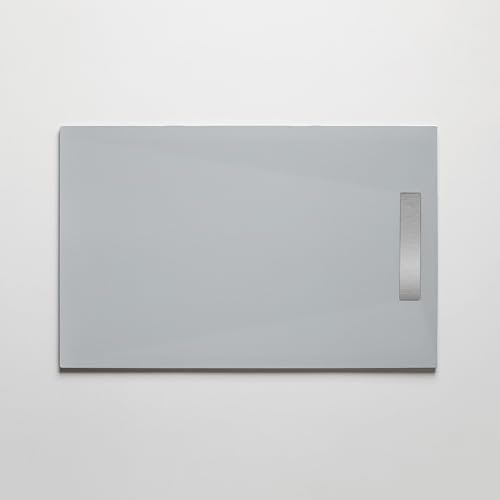 Luminosa ArredoBagno Duschwanne aus Kunstharz, 90 x 160 cm, Steinfinish, Farbe: Grau, Modell Pure mit Edelstahlrost und Ablaufgarnitur im Lieferumfang enthalten
