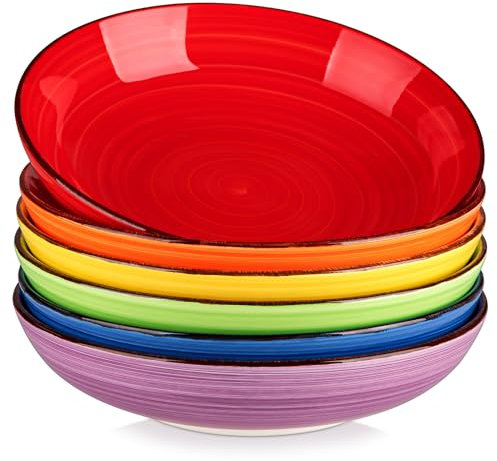 vancasso Suppenschalen Steingut, Bonita Suppenteller 6er Set 1500ml, Pastateller, Spaghetti Tiefteller, Nudelschalen, Ramenschalen, große Salatschalen, Mehrzweckschalen