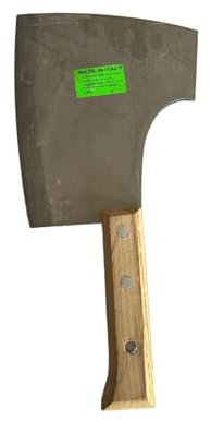 Generico MANNAIA MACELLAIO 1,800 KG TIPO GENOVA IMPUGNATURA MANICO LEGNO DA 23 CM ACCIAIO