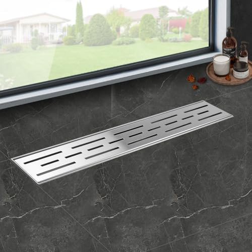 iYueMps Canaletta Scarico Doccia 50cm in Acciaio Inox,Scarico Doccia con filtro antiodore e filtro per capelli,Canalina Doccia Filo Pavimento,Scarico Rapido