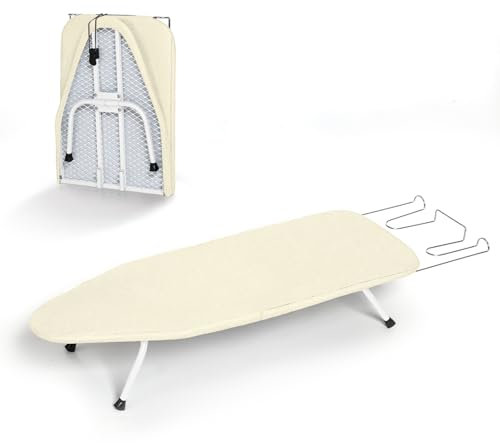 Metal Small Ironing Board Tabletop 31x12, RAINHOL Countertop Mini Iron Board Foldable with Cotton Cover and Pad, Portable and Compact for Travel, Dorms and Small Space