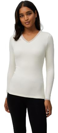 YSABEL MORA - Camiseta Térmica Control de Temperatura, Manga Larga con Detalle de Encaje, Ideal para Climas Fríos, Comodidad y Estilo, Ropa Interior Funcional Mujer.