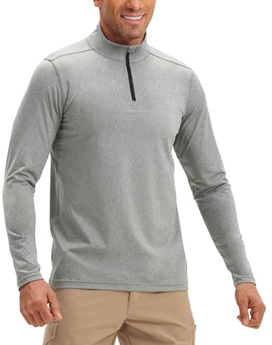 33,000ft Camiseta de running para hombre con cremallera 1/4, camiseta deportiva ligera de manga larga, cuello alto, camiseta funcional transpirable, jersey, camiseta de entrenamiento para gimnasio