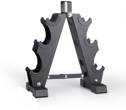 LIONSCOOL Dumbbell Rack Stand, 3/4/5/6 Tier A-Frame, Heavy Duty Dumbbell Holder, Portable Weight Rack for Home Gym (Stand Only) (3-Tier)