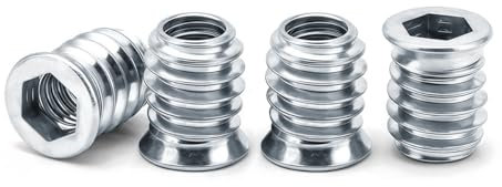 Drenky Insertos de Madera 40 Piezas M4x10mm Tuercas de Inserción Roscadas en Aleación de Zinc, Tuercas para Madera y Insertos Tuerca para Ensamblaje de Muebles, Plata