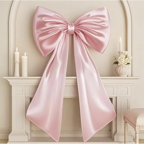 Grande fiocco decorativo, fiocco per albero di Natale, nastro gigante, grande fiocco a tema, decorazione per feste a tema fiocco da parete (rosa)
