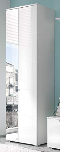 AVANTI TRENDSTORE - Spilla - Armadio da Ingresso Elegante, in Laminato di Colore Bianco lucido con corpo in bianco opaco. Dimensioni LxAxP ca. 60x198x40 cm
