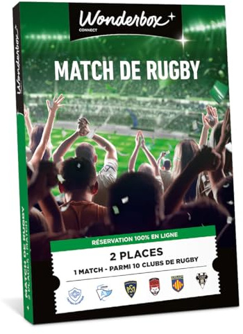 Wonderbox Connect - Coffret Cadeau - 100% Rugby - 2 places pour 1 match au choix - Parmi 15 clubs de rugby - Validité 27 mois