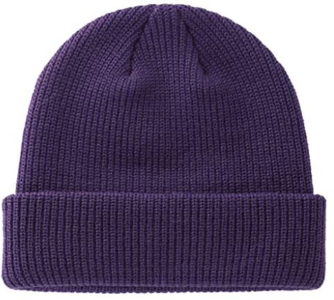 Connectyle Bonnet tricoté classique à double épaisseur en acrylique chaud épais, à revers, pour homme et femme, violet, Taille unique