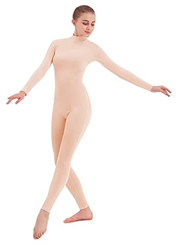 SUPRNOWA Full Body Unitard Turtleneck Spandex Footed/Footless Long Sleeve Unisex