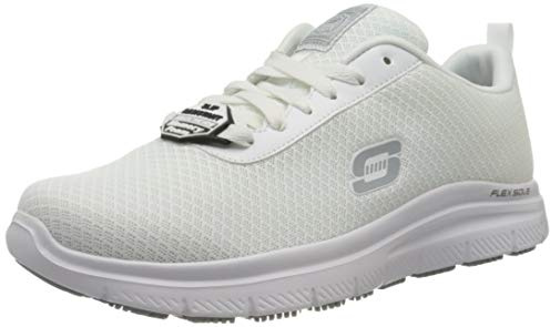 Skechers Herren Flex Advantage Sr Bendon Sneaker, White Mesh Water And Stain Repellent Treatmen, 42.5 EU