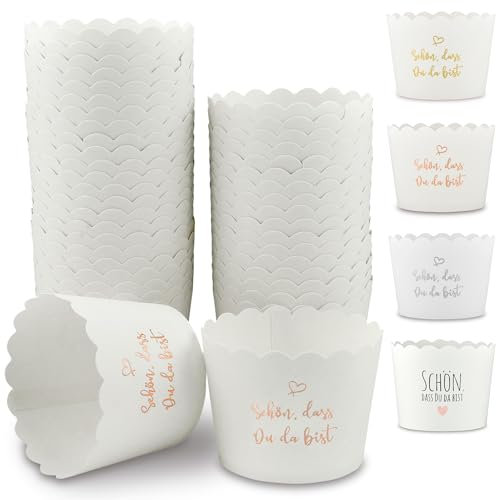 Frau WUNDERVoll® 50 MUFFIN BACKFORMEN SCHÖN, DASS DU DA BIST,rosegold Durchmesser 6,1 cm/Muffinbackform, Muffinform, Backformen, Backförmchen, Cupcake Formen, Muffin Förmchen Papier