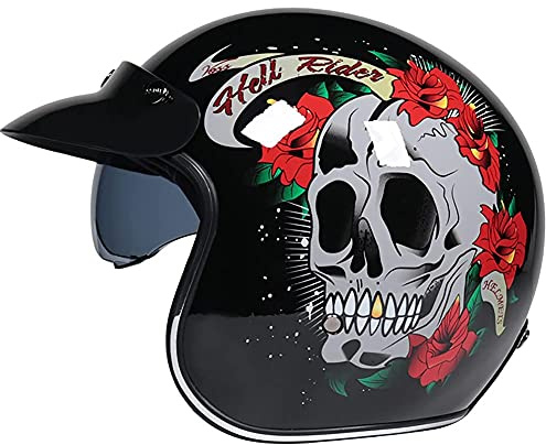 Vuxna Motorcykelhjälmar med öppen ansikte Retro halvhjälm för moped Baseballkeps Män och kvinnor Vintage Motorcykelhjälm Street Cruiser Jet Style-hjälm, ECE-certifierad 1, XL