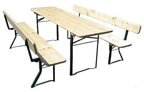 Salon de jardin à bière avec dossier de banc 1 A - Qualité de brassage - Largeur de table : 67 cm - 2 compartiments - Laqué - Dimensions : 220 x 67 cm