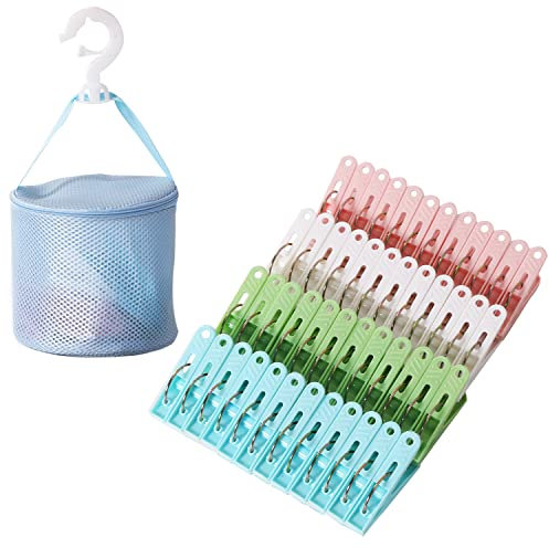 Clothes Pegs For Washing Line Pack of 48，Strong Grip Laundry Pegs for Windproof Supplies ，Rust Resistant pegs with bag for Home and Garden