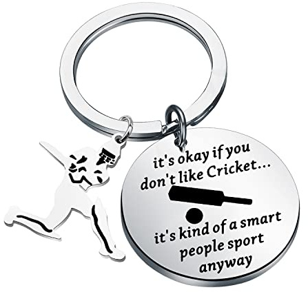 Gzrlyf Cricket Keychain - Funny Cricket Gifts for Lovers & Coaches (Smart Sport Theme)