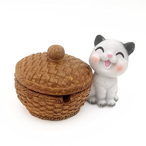 Gosyfeti Cute Cat Ashtray with Lid, Resin Cigarette Ashtray for Outdoor Patio Garden, Creative Smokeless Ash Tray Indoor for Home Office Party, Great Gift for Father Men Women Smokers