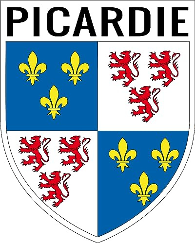 SAFIRMES 1 unité écusson autocollant 9x8 cm - BLASON PICARDIE - STICKER REGION PICARDIE - Métal, Verre, Bois, Plastique, Véhicules - Vinyle - Classique - Outdoor