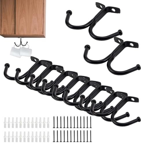 WISIRENT Porte Tasse Suspendue, 12 Pièces Tasse à Crochet Noir Crochets et Patères pour La Maison, Crochet Double Noir Support Tasse a Cafe Suspendu pour Maison Porte-Manteau Salle de Bain Cuisine
