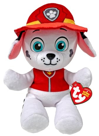 TY Marshall Paw Patrol Weiches Plüschtier für Kinder, Kuschelteddy, Sammlerstück Stofftier, Beanie Babies Serie, Regular, Rot