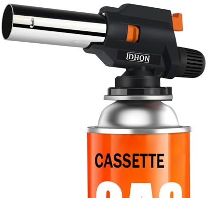 JDHON Cannello a Gas, Cannello da Cucina, Bruciatori da Cucina,Torcia Cucina con Blocco di Sicurezza e Fiamma Regolabile per Barbecue,Dolci,Cucina,Campeggio,Saldatura (Butano Non Incluso) (Nero)