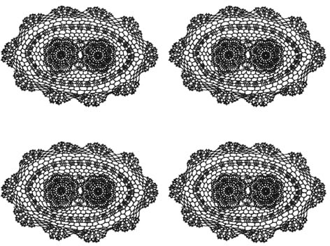 QUARKZMAN 4 Stück 17x11 Zoll handgefertigte Häkeldeckchen, Polyester Baumwolle Tischsets ovale Tisch Häkeldeckchen für Esstisch Küchenpartys, Schwarz