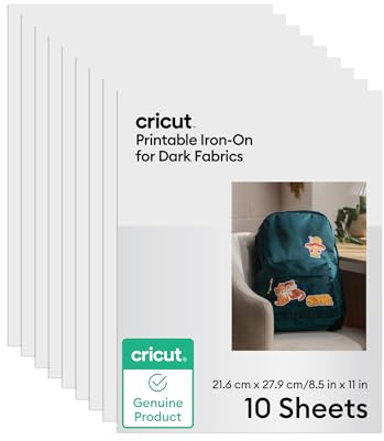 Cricut bedruckbares Transferfolie Textil Vinyl – 10 Blatt – A4 – Wasserfest – Tintenstrahldrucker geeignetes Vinyl HTV -Aufkleberpapier – kompatibel mit Cricut (Für dunkle Stoffe)