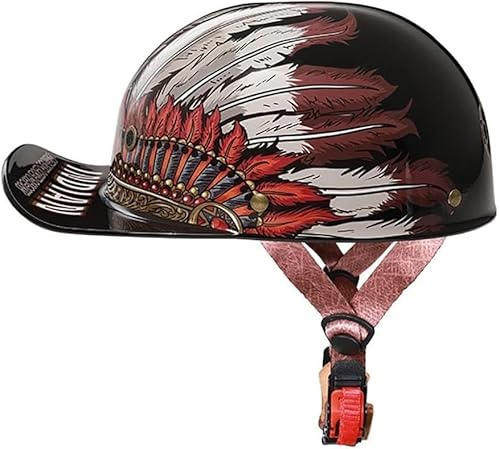 Halvskal hjälm med ECE/DOT-godkänd vintage motorcykelhjälm baseballkeps cruiser chopper skoterhjälm herr retro motorcykelhjälm halvhjälm dam mopedhjälm E, M=57–58 cm